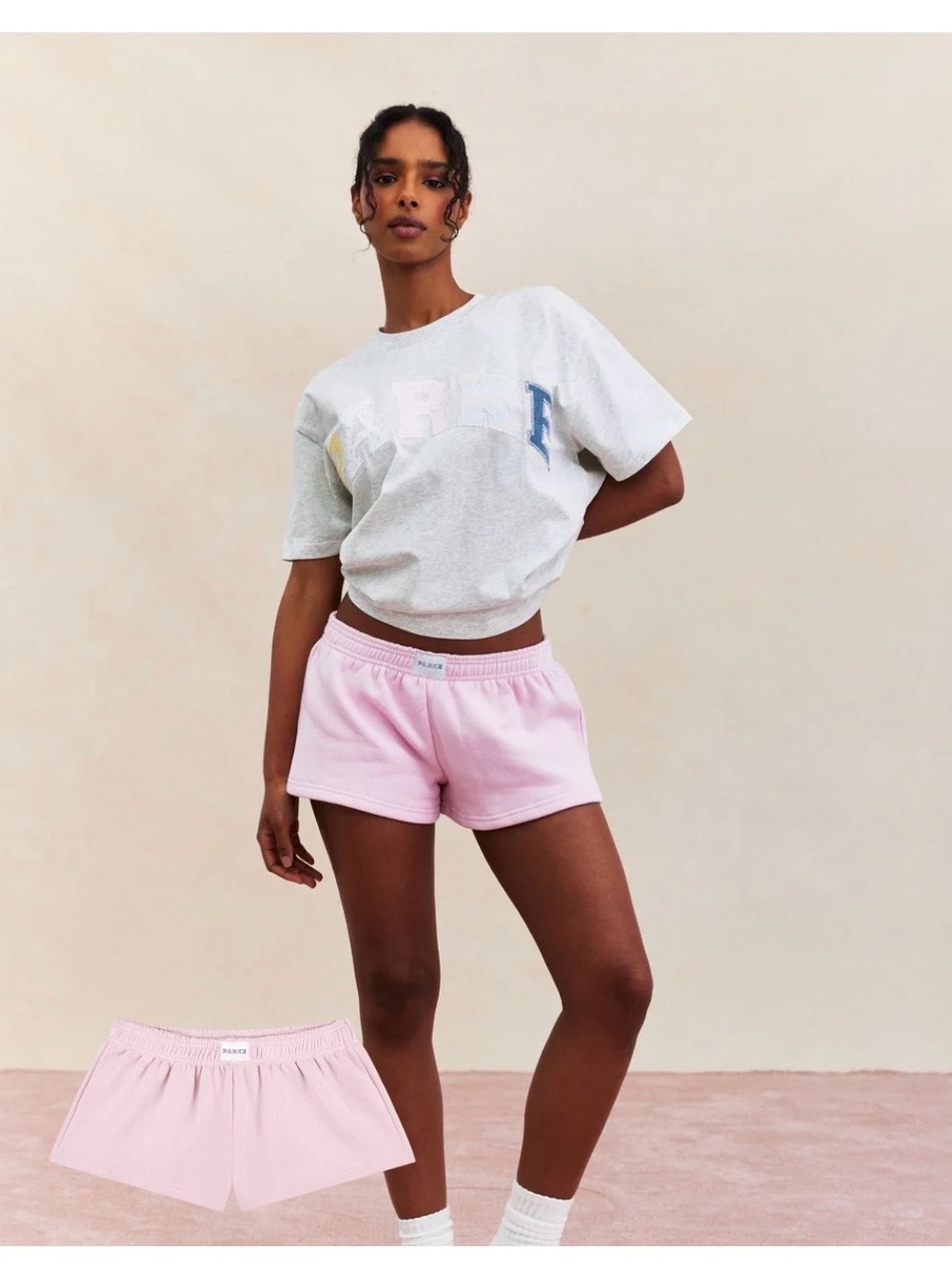 Parke Boxer Sweatshorts in Sprinkle (pink)